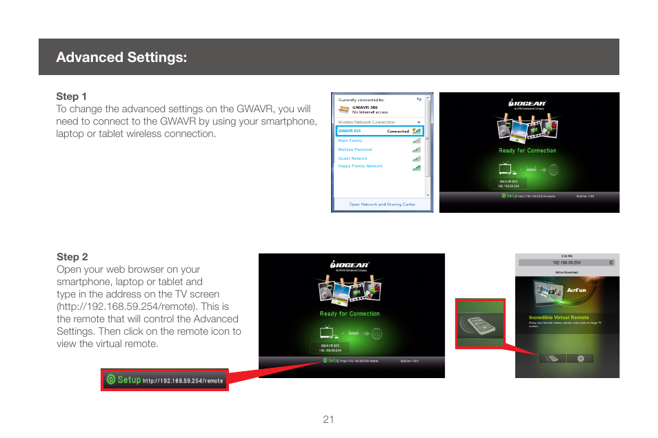 Advanced settings | IOGear GWAVR Manual User Manual | Page 21 / 28