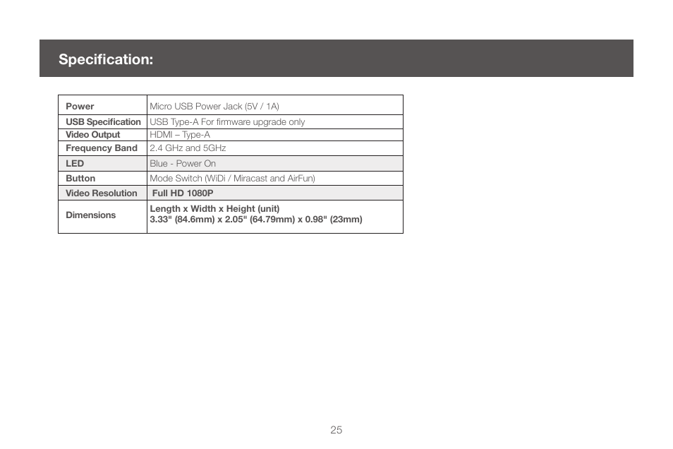 Specification, Specifications | IOGear GWAVR Manual User Manual | Page 25 / 28