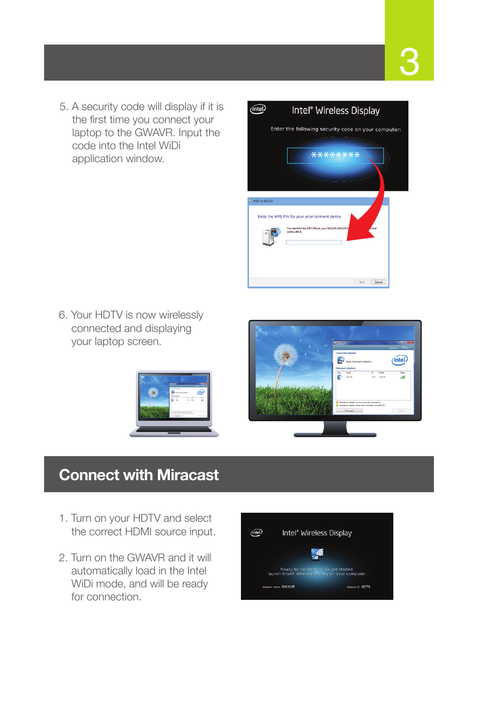 Connect with miracast | IOGear GWAVR Quick Start User Manual | Page 4 / 10
