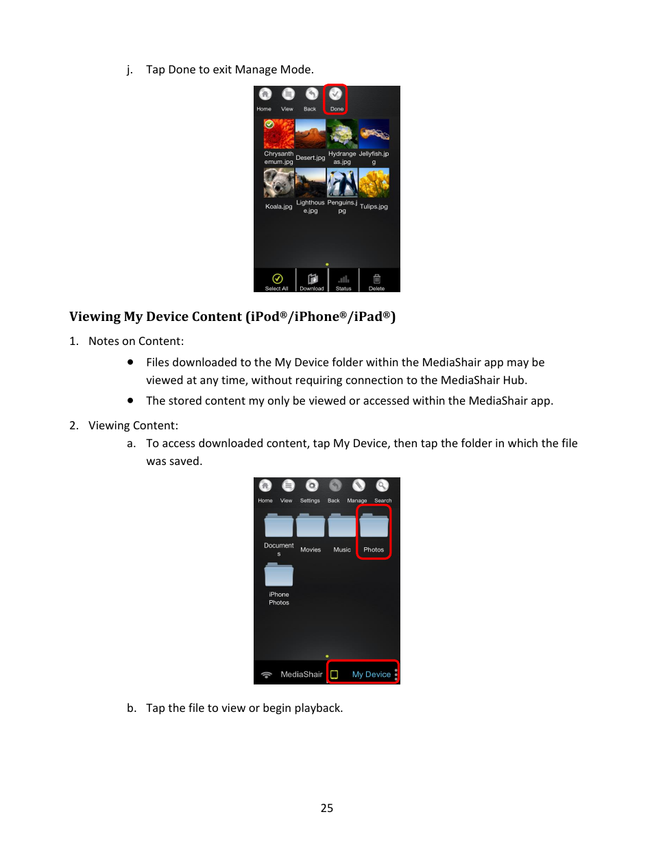 Viewing my device content (ipod, Iphone, Ipad | Notes on content, Viewing content | IOGear GWFRSDU Manual User Manual | Page 25 / 103