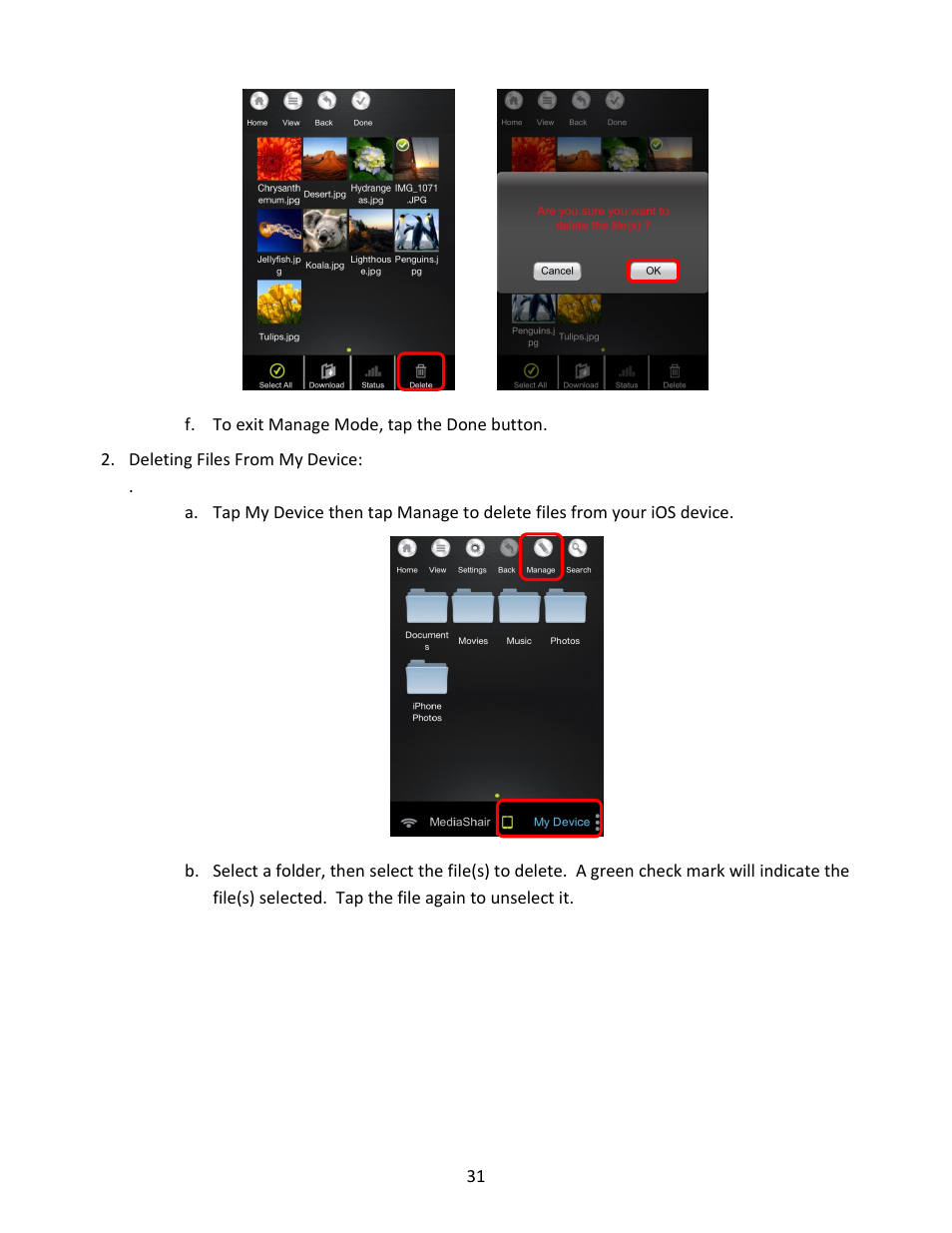 Deleting files from my device | IOGear GWFRSDU Manual User Manual | Page 31 / 103