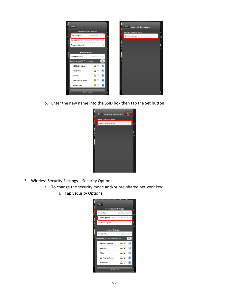 Wireless security settings – security options | IOGear GWFRSDU Manual User Manual | Page 65 / 103