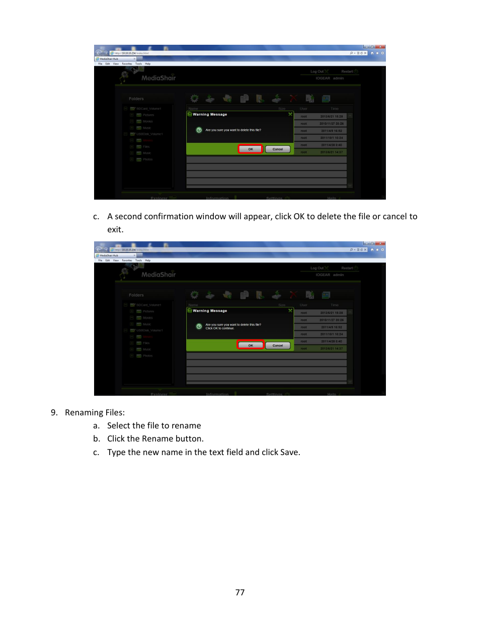 Renaming files | IOGear GWFRSDU Manual User Manual | Page 77 / 103