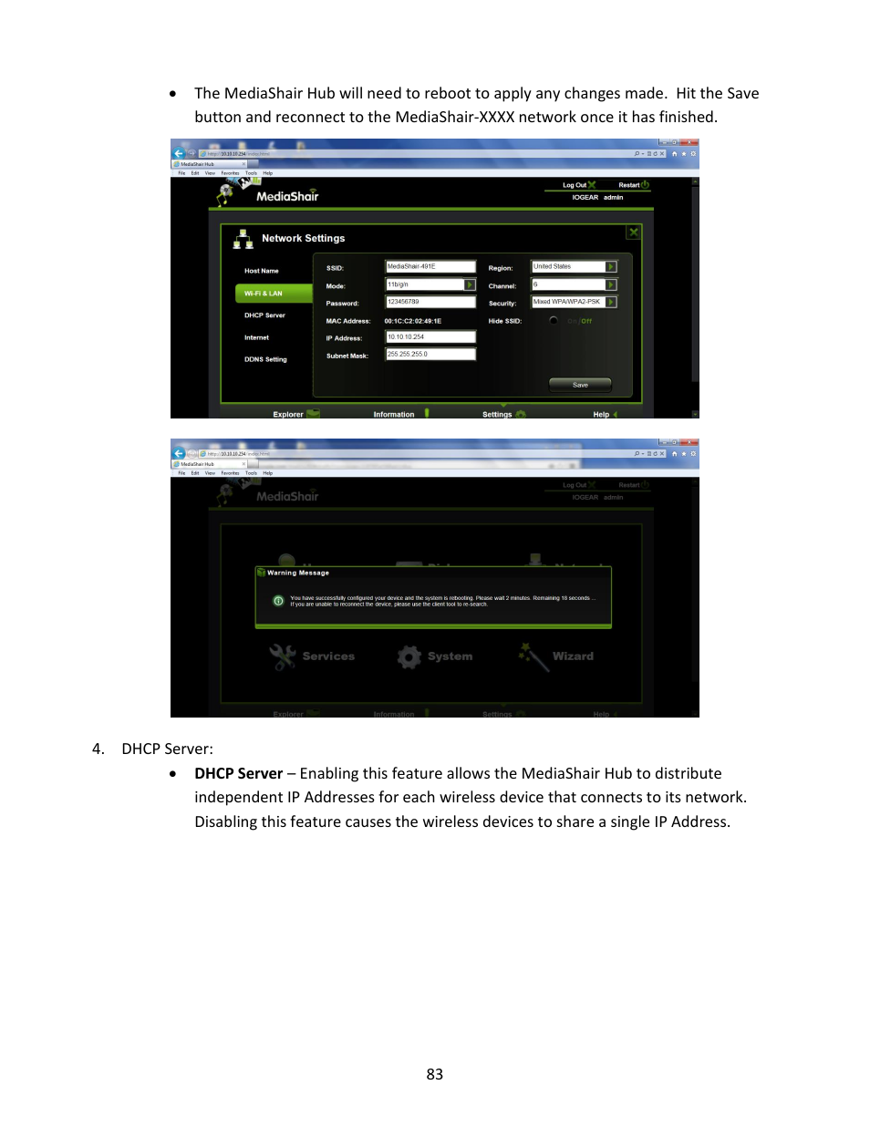 Dhcp server | IOGear GWFRSDU Manual User Manual | Page 83 / 103