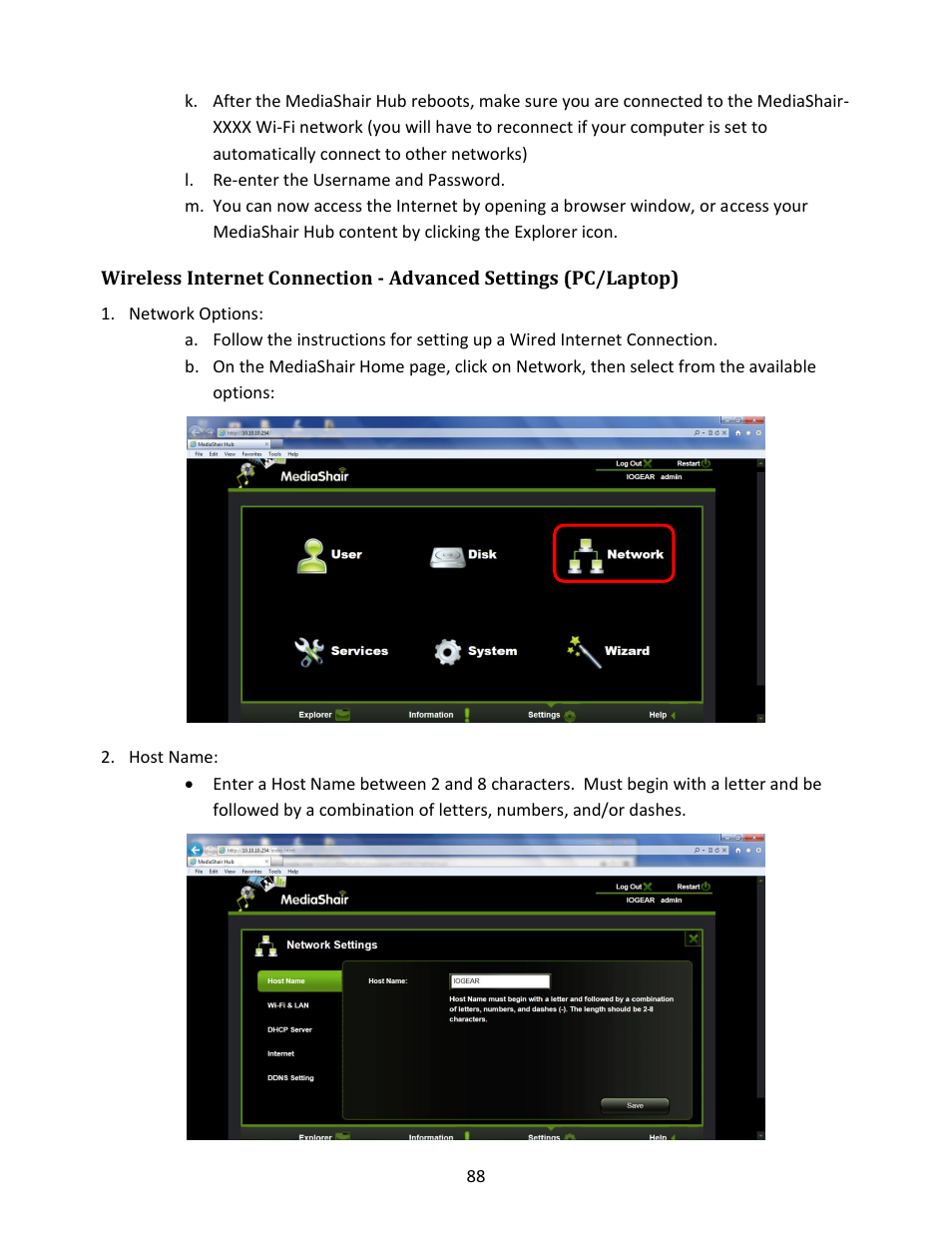 Network options, Host name | IOGear GWFRSDU Manual User Manual | Page 88 / 103