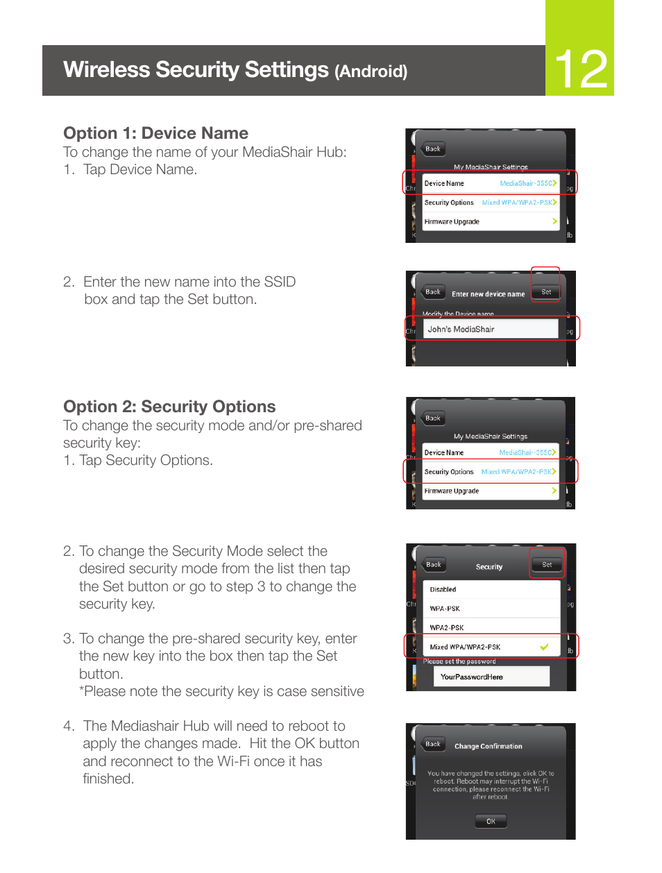 Wireless security settings | IOGear GWFRSDU Quick Start User Manual | Page 13 / 20