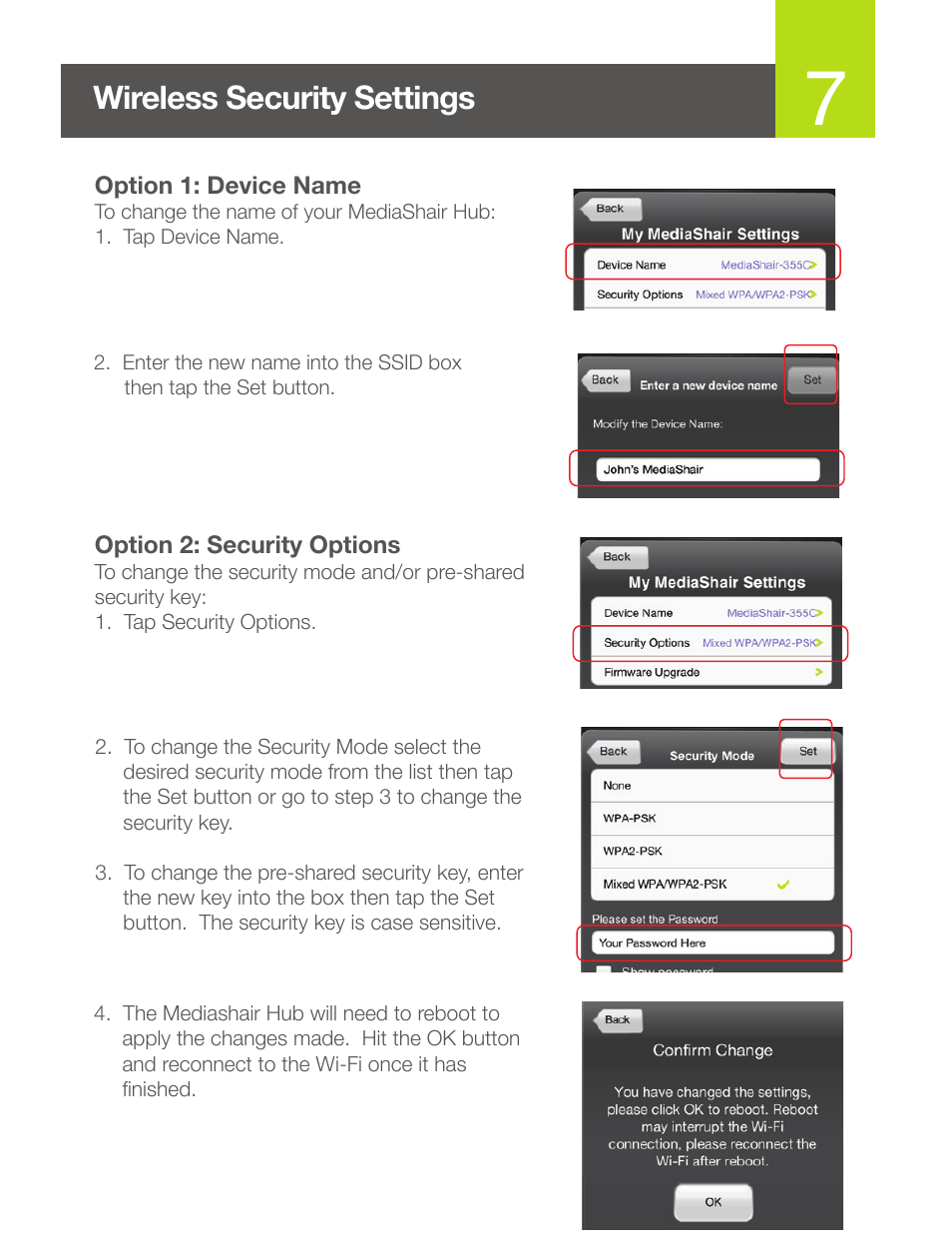 Wireless security settings | IOGear GWFRSDU Quick Start User Manual | Page 8 / 20