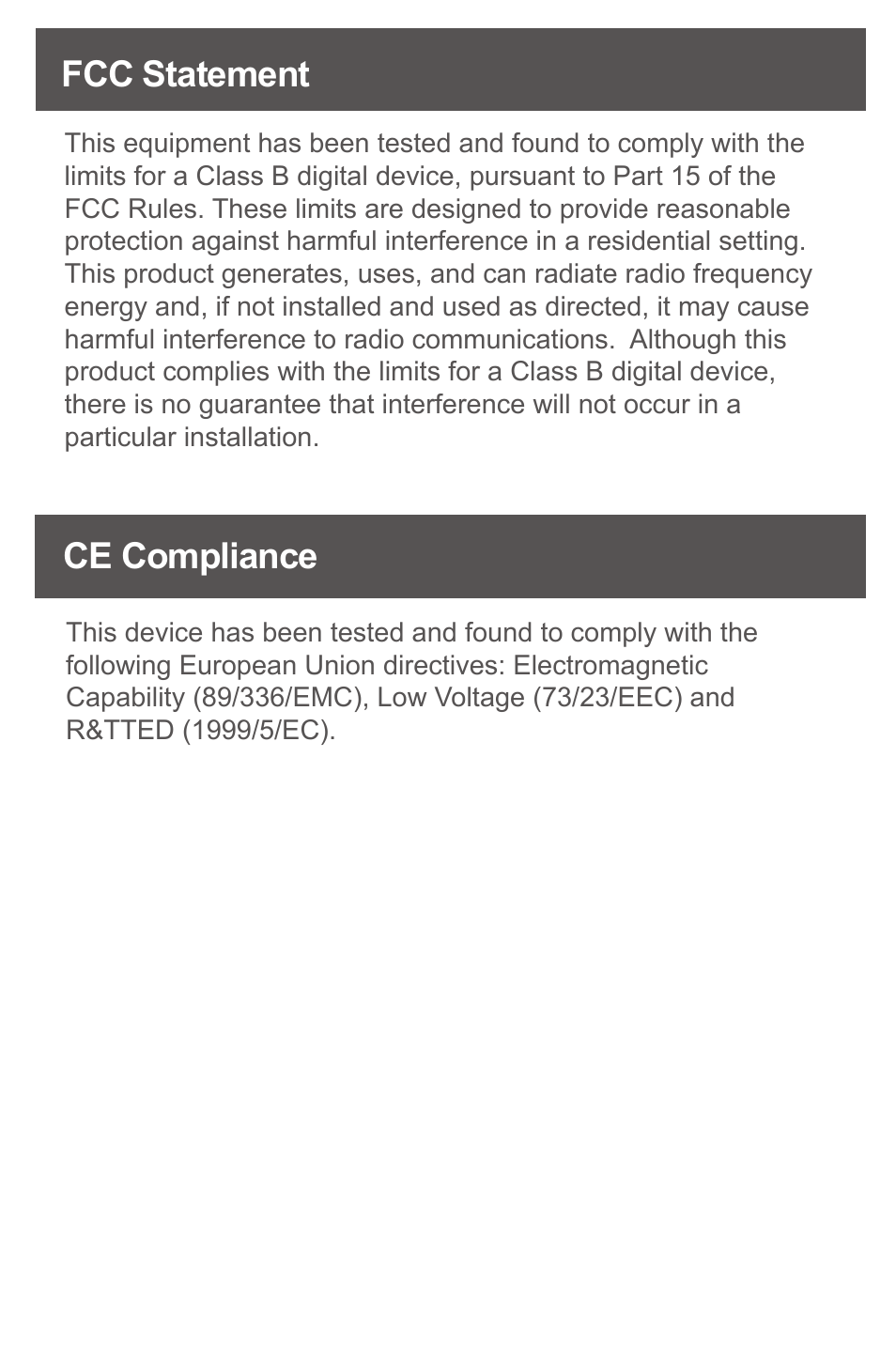 Ce compliance, Fcc statement | IOGear GWHD11 User Manual | Page 11 / 12