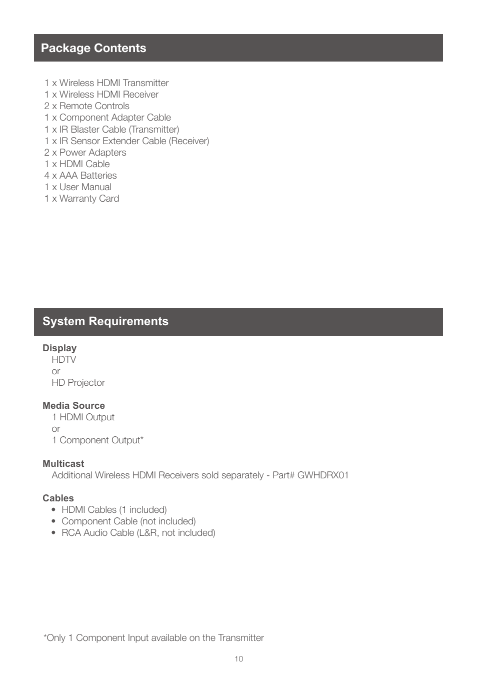 Package contents, System requirements | IOGear GWHDMS52MB User Manual | Page 10 / 32