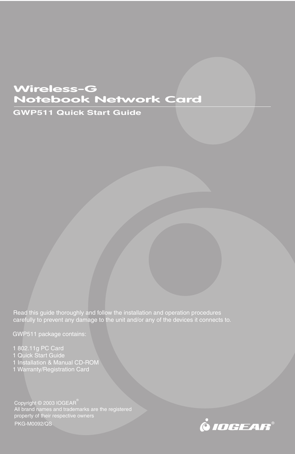 IOGear GWP511 Quick Start User Manual | 8 pages