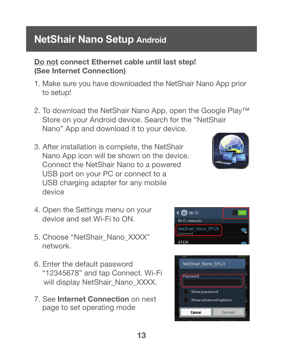 Netshair nano setup android, Netshair nano setup - android, Netshair nano setup | IOGear GWPAP1 User Manual | Page 13 / 30