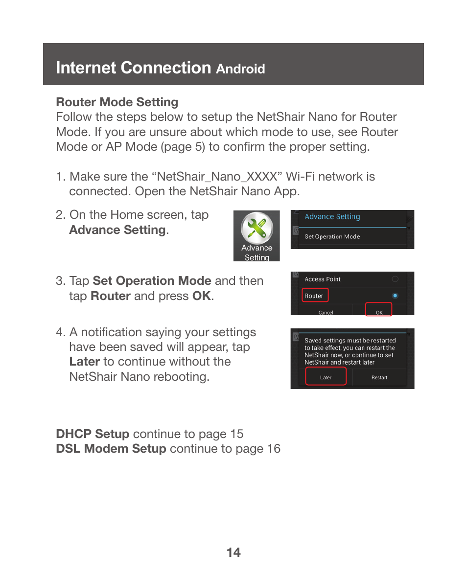 Internet connection android, Internet connection - android, Internet connection | IOGear GWPAP1 User Manual | Page 14 / 30