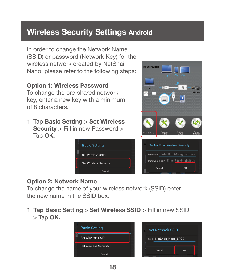 Wireless security settings android, Wireless security settings - android, Wireless security settings | IOGear GWPAP1 User Manual | Page 18 / 30