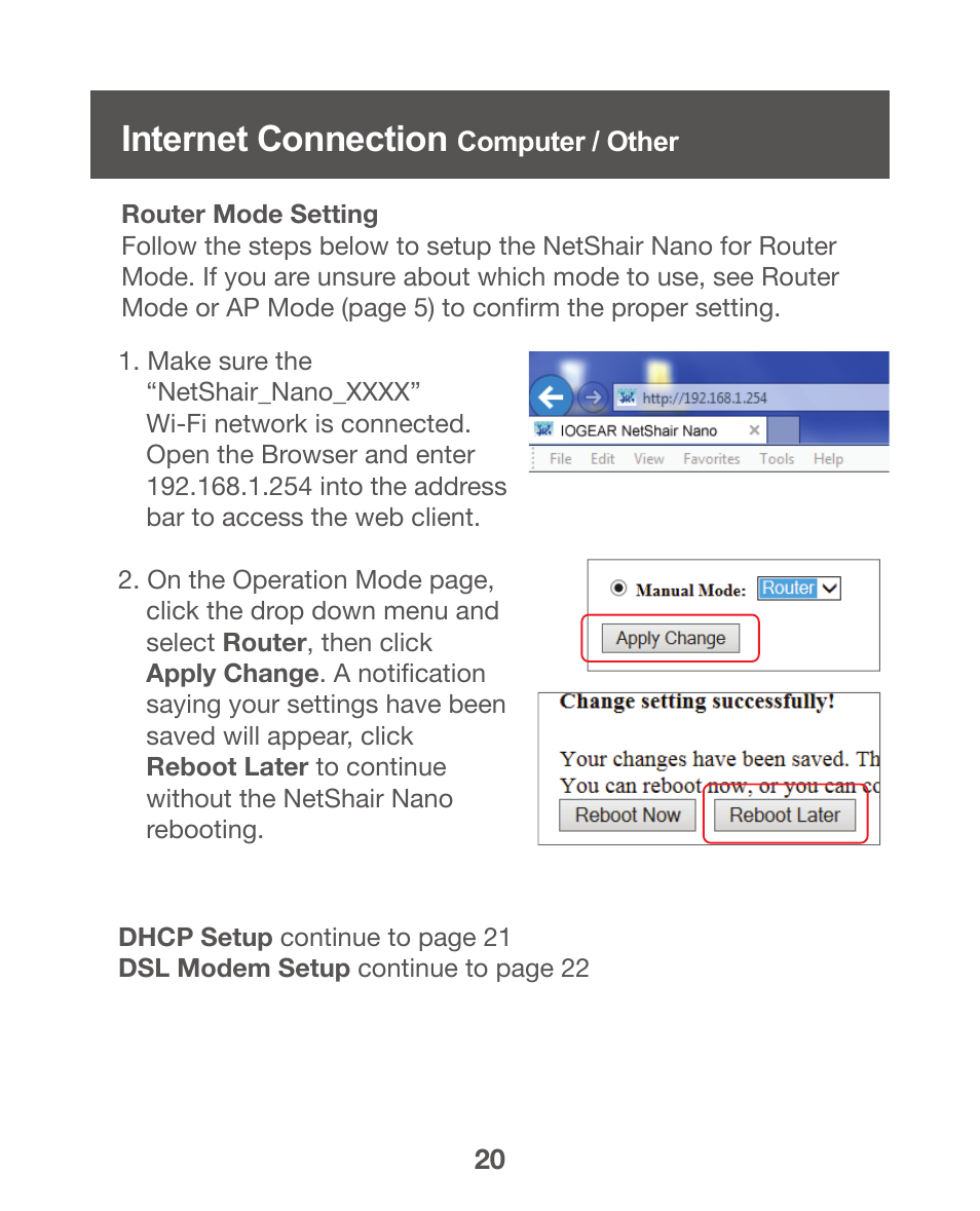 Internet connection laptop / computer, Internet connection - computer / other, Internet connection | IOGear GWPAP1 User Manual | Page 20 / 30