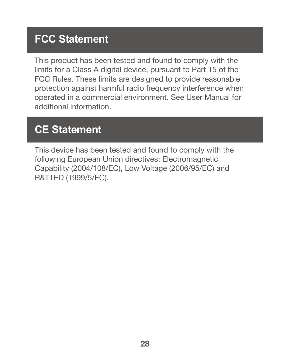 Fcc statement, Ce statement, Fcc statement ce statement | IOGear GWPAP1 User Manual | Page 28 / 30