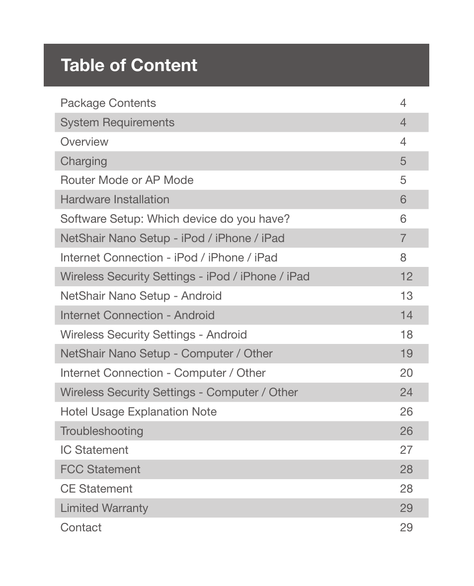 Table of content | IOGear GWPAP1 User Manual | Page 3 / 30
