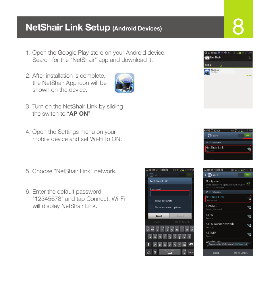 Netshair link setup | IOGear GWRH1 User Manual | Page 9 / 20