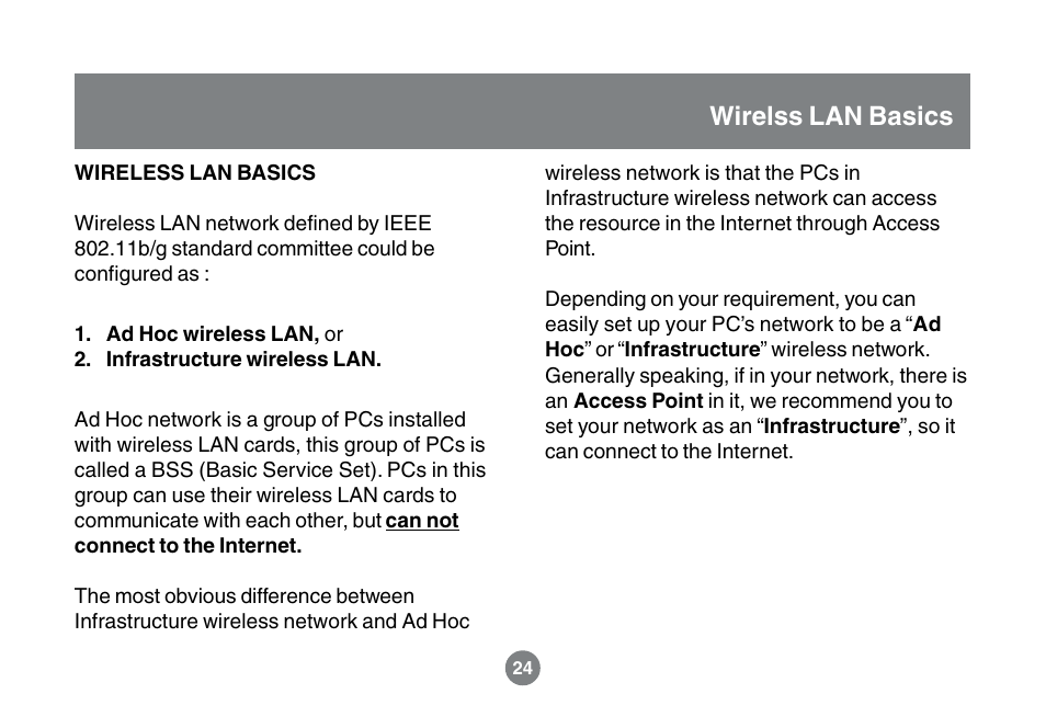 Wirelss lan basics | IOGear GWU523 User Manual | Page 27 / 44