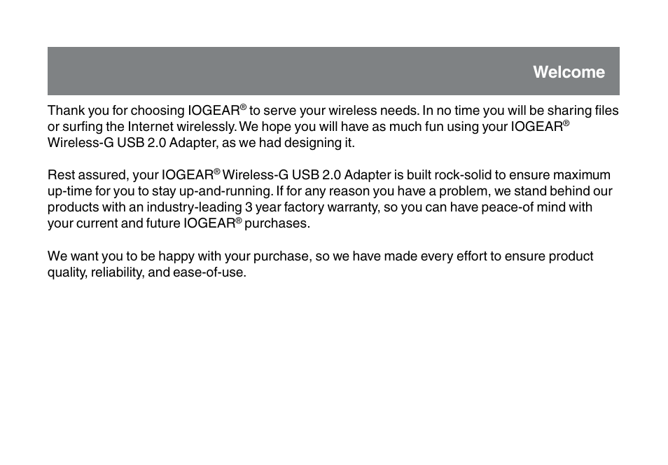 Welcome | IOGear GWU523 User Manual | Page 3 / 44