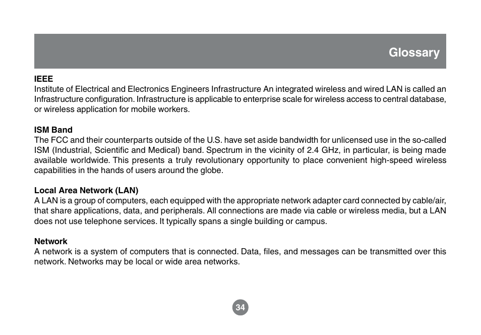 Glossary | IOGear GWU523 User Manual | Page 37 / 44