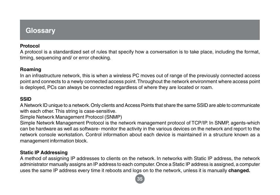 Glossary | IOGear GWU523 User Manual | Page 38 / 44