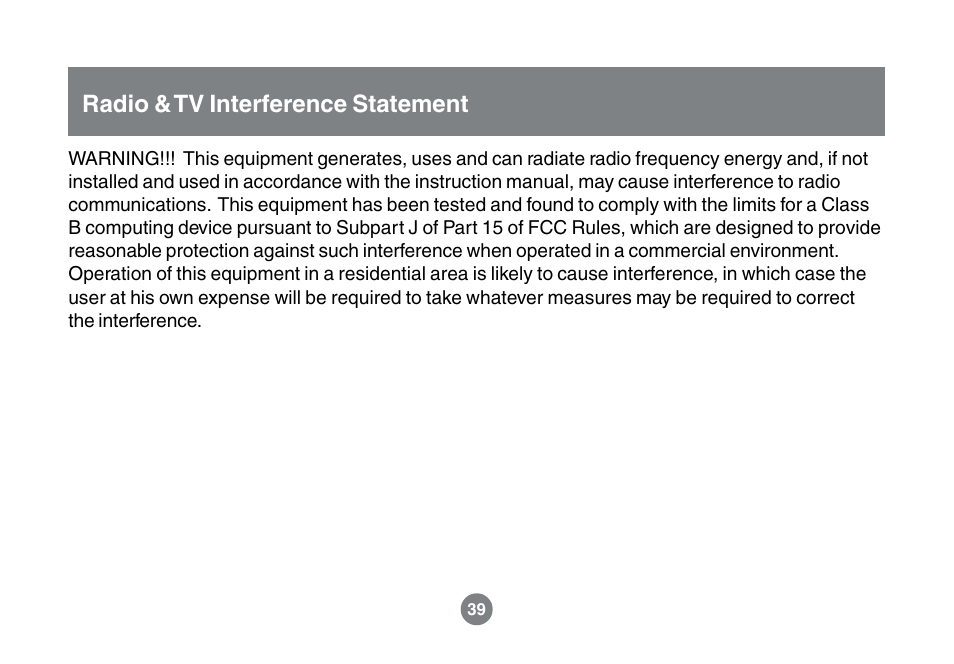 Radio & tv interference statement | IOGear GWU523 User Manual | Page 42 / 44