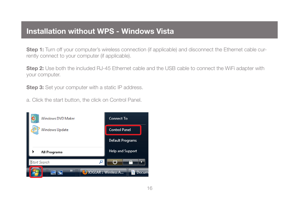 Installation without wps - windows vista | IOGear GWU627W6 User Manual | Page 16 / 52