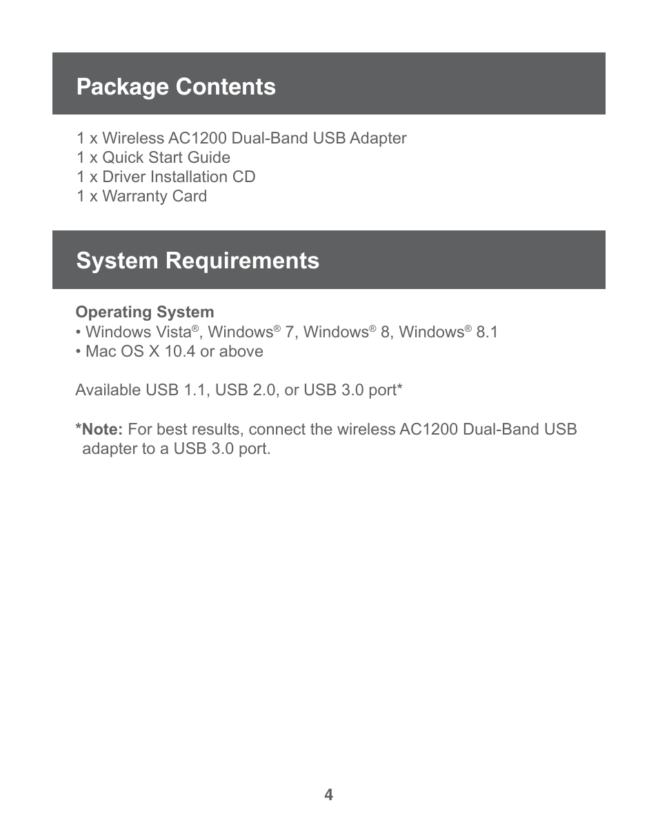 Package contents, System requirements, Package contents system requirements | IOGear GWU735 User Manual | Page 4 / 30
