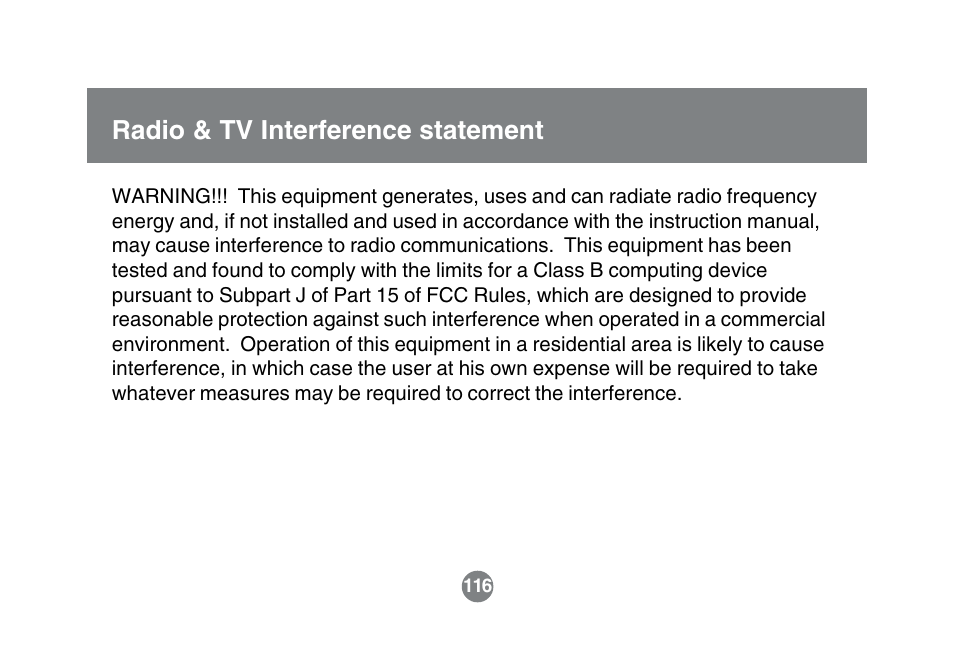Radio & tv interference statement | IOGear GBGPS201 User Manual | Page 116 / 118