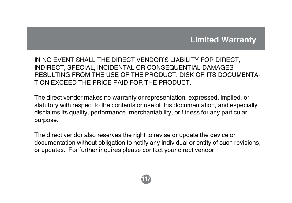 Limited warranty | IOGear GBGPS201 User Manual | Page 117 / 118