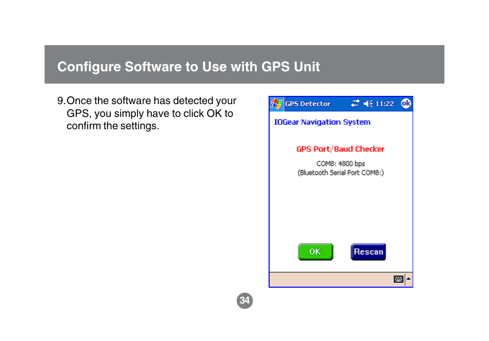 Configure software to use with gps unit | IOGear GBGPS201 User Manual | Page 34 / 118