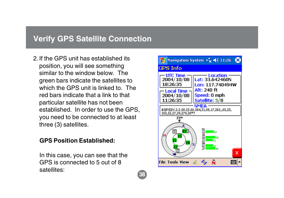 Verify gps satellite connection | IOGear GBGPS201 User Manual | Page 38 / 118