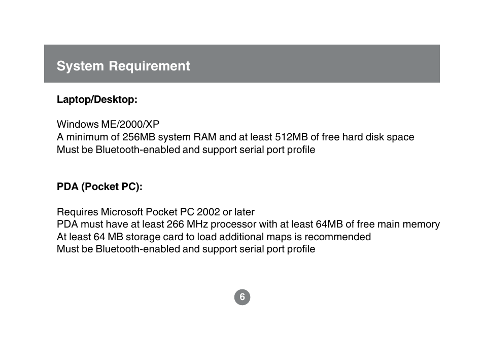 System requirement | IOGear GBGPS201 User Manual | Page 6 / 118