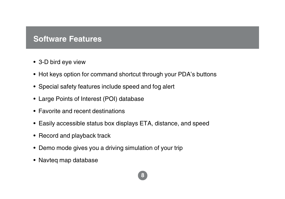 Software features | IOGear GBGPS201 User Manual | Page 8 / 118