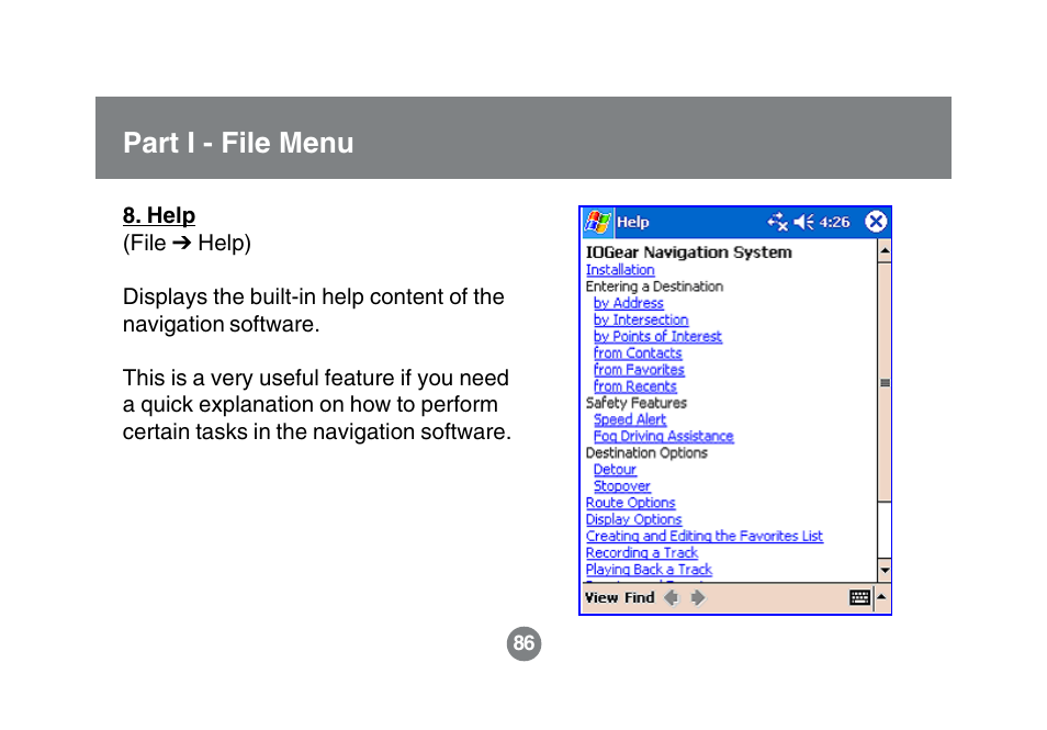 Part i - file menu | IOGear GBGPS201 User Manual | Page 86 / 118