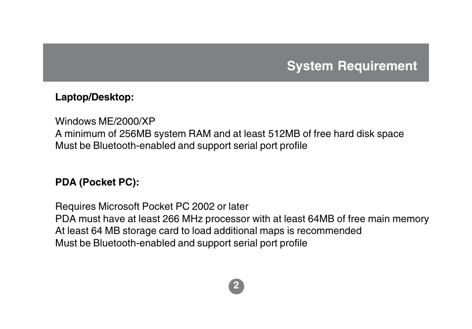 System requirement | IOGear GBGPS201 User Manual | Page 5 / 51