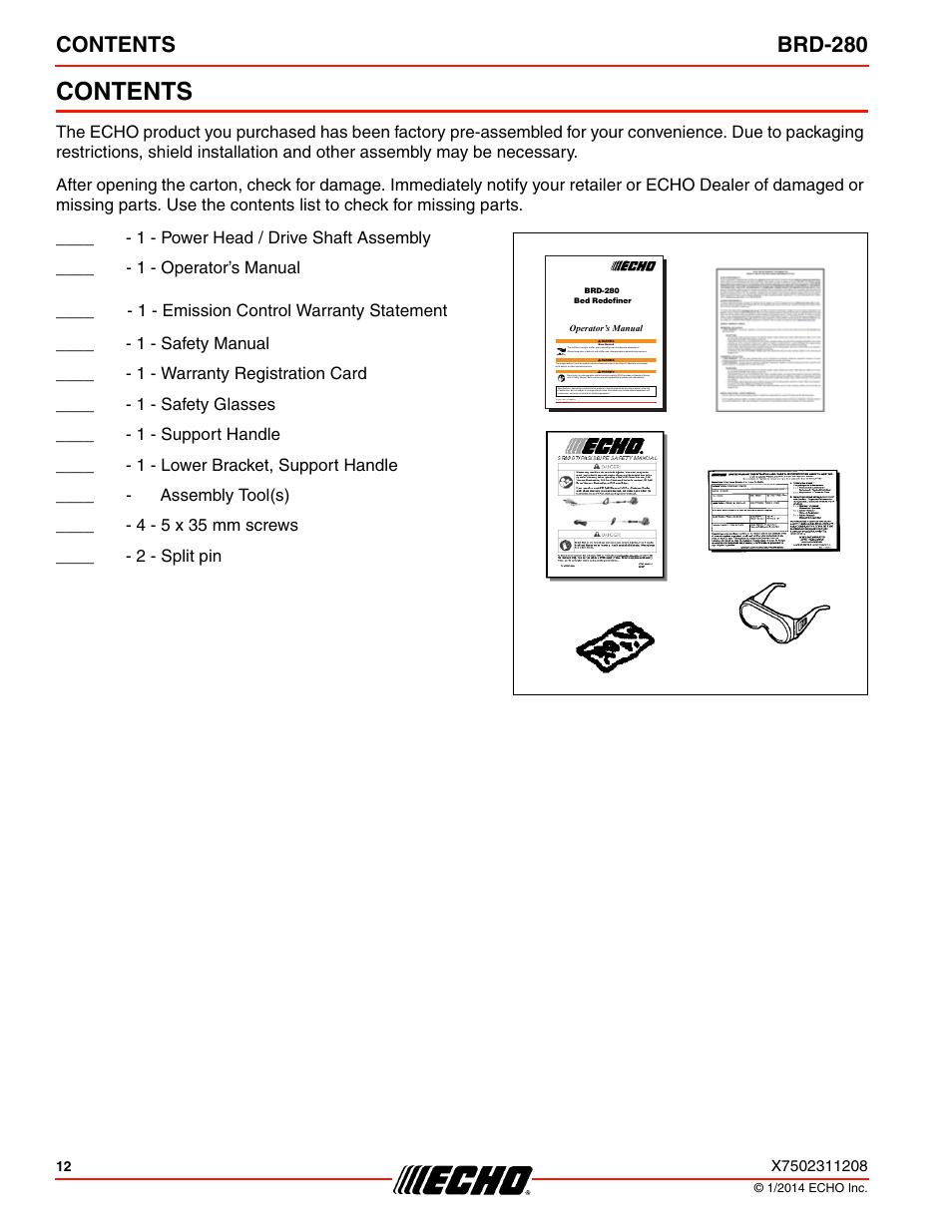 Echo BRD-280 Serial S70812014075 - S70812999999 User Manual | Page 12 / 36