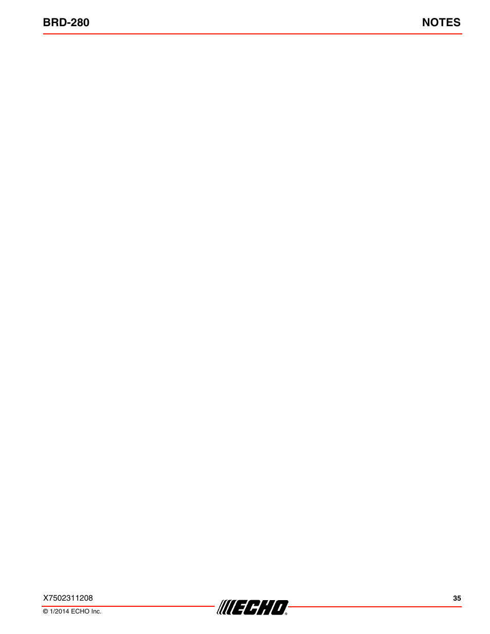 Echo BRD-280 Serial S70812014075 - S70812999999 User Manual | Page 35 / 36