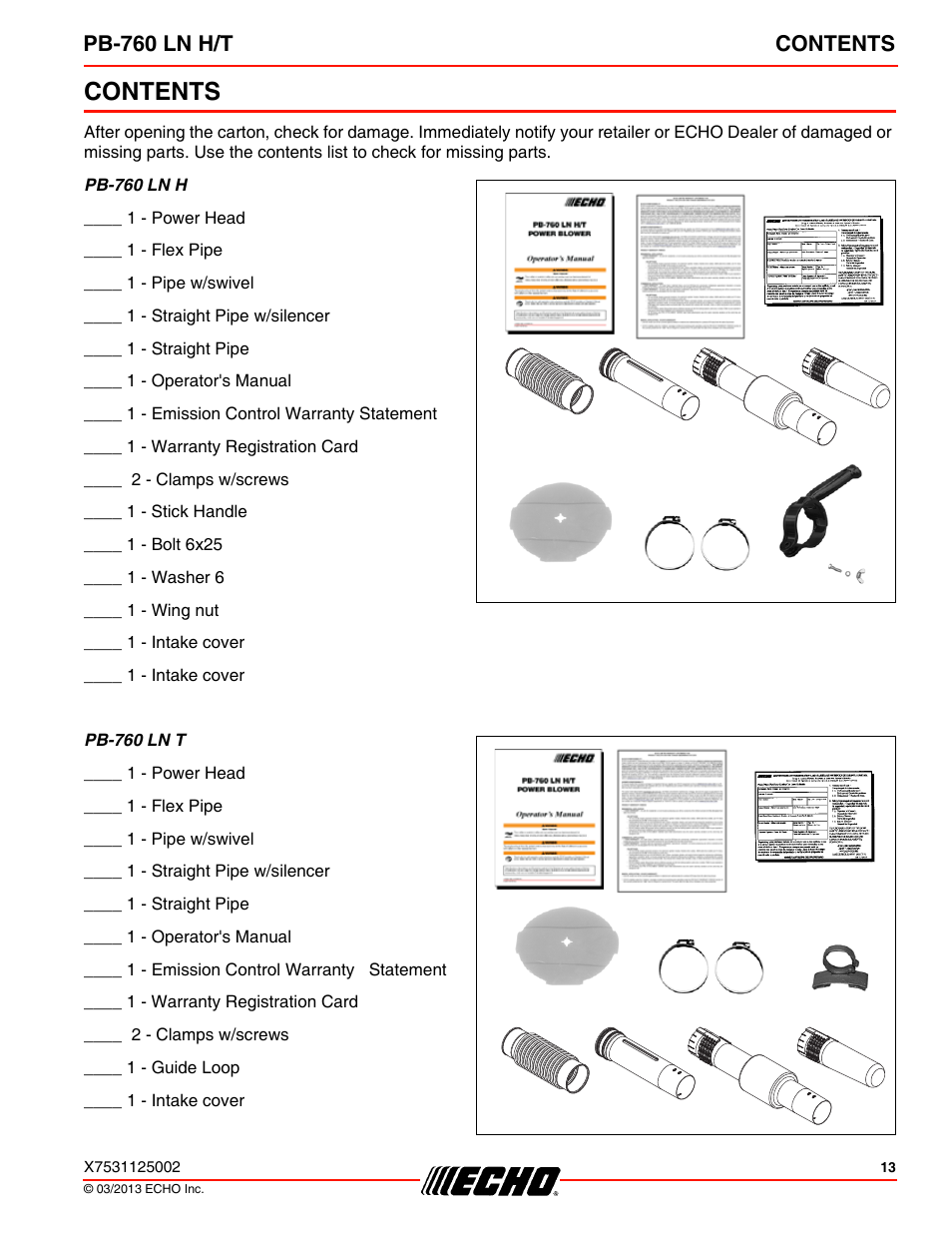 Echo PB-760LNT User Manual | Page 13 / 36