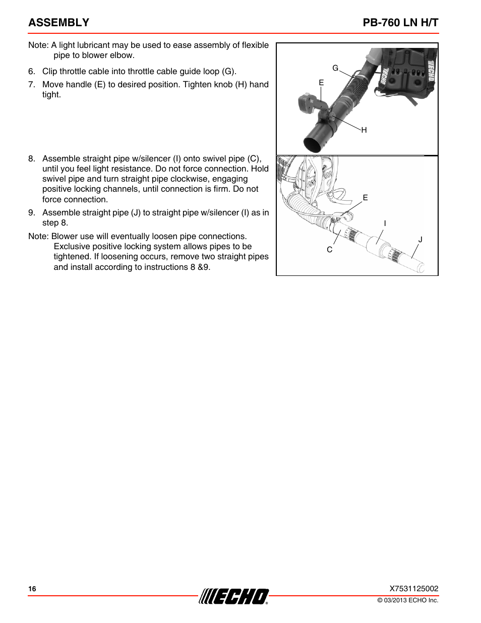 Assembly pb-760 ln h/t | Echo PB-760LNT User Manual | Page 16 / 36