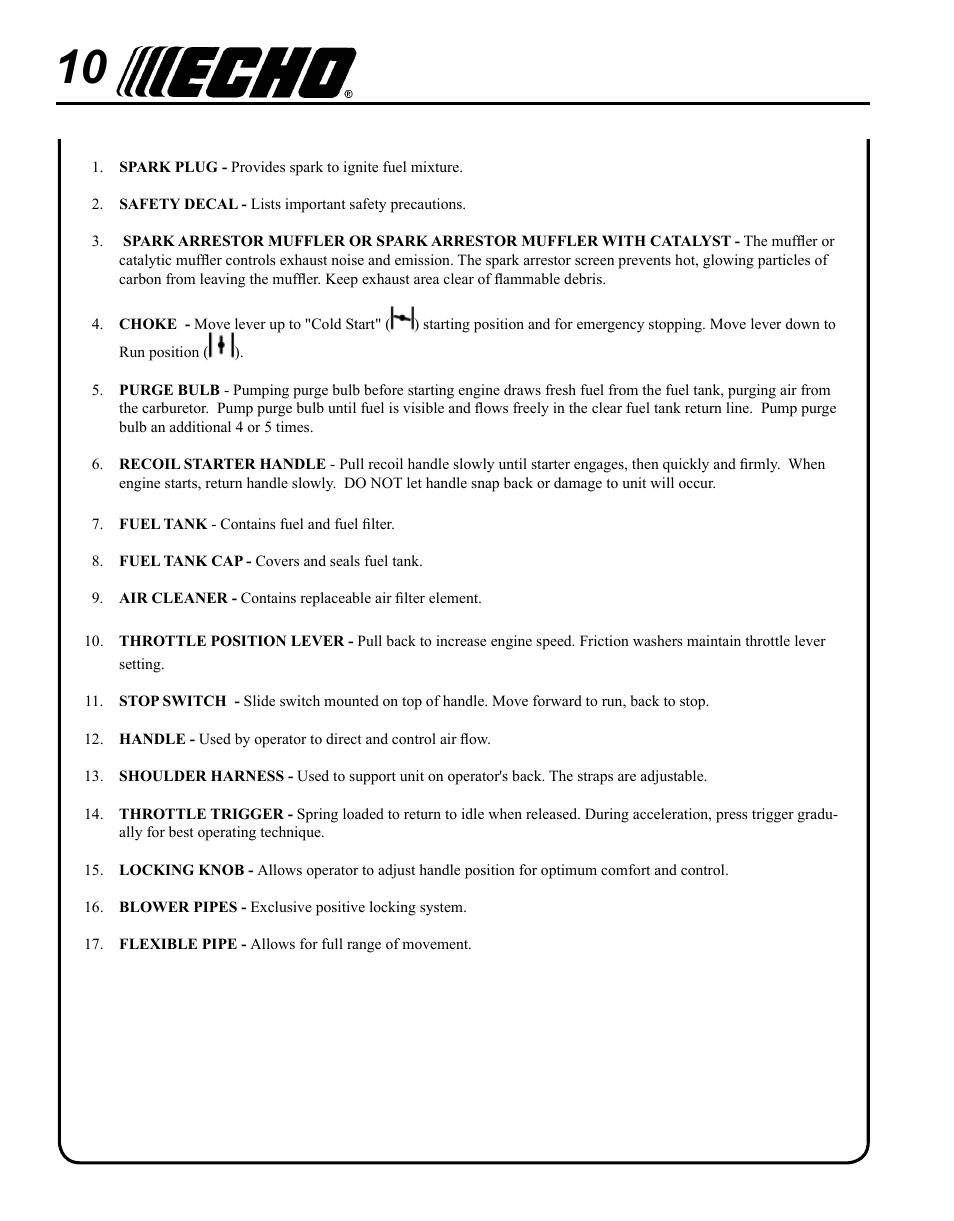 Echo PB-755ST User Manual | Page 10 / 32