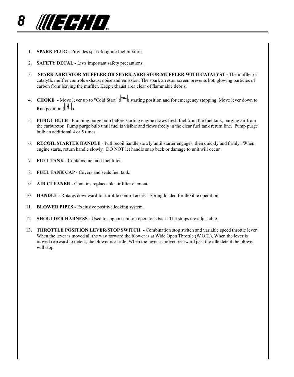 Echo PB-755ST User Manual | Page 8 / 32