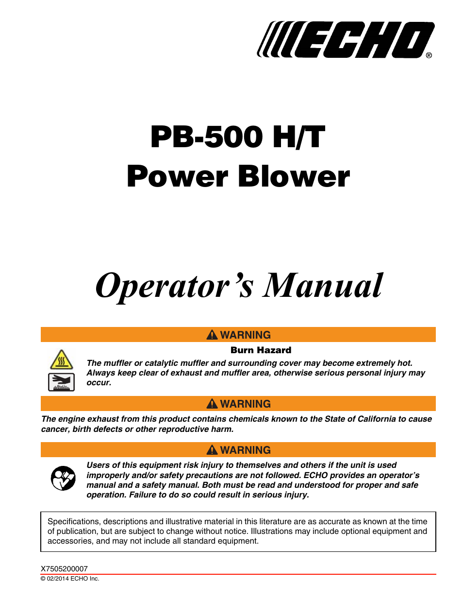Echo PB-500T User Manual | 36 pages