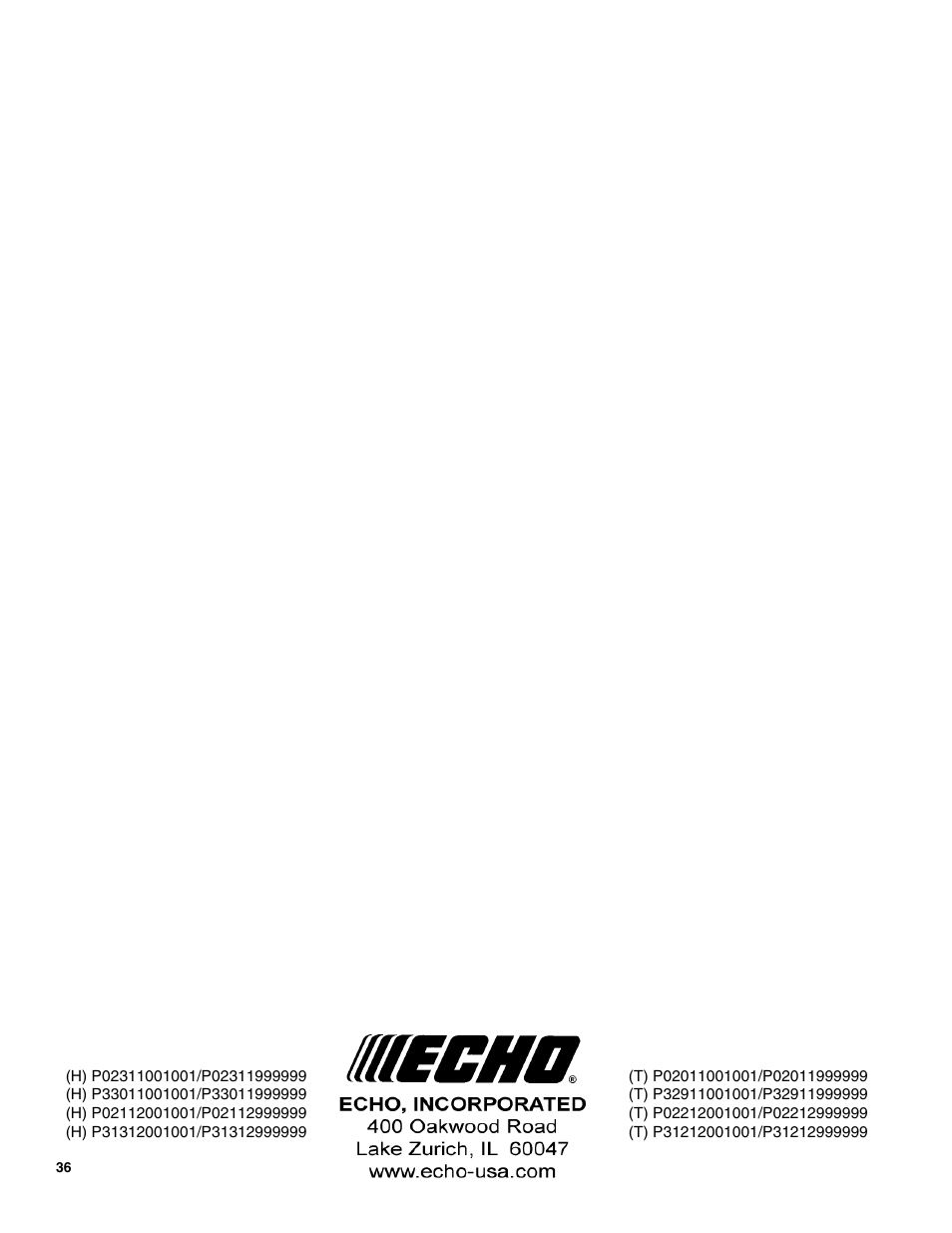 Echo PB-500T User Manual | Page 36 / 36