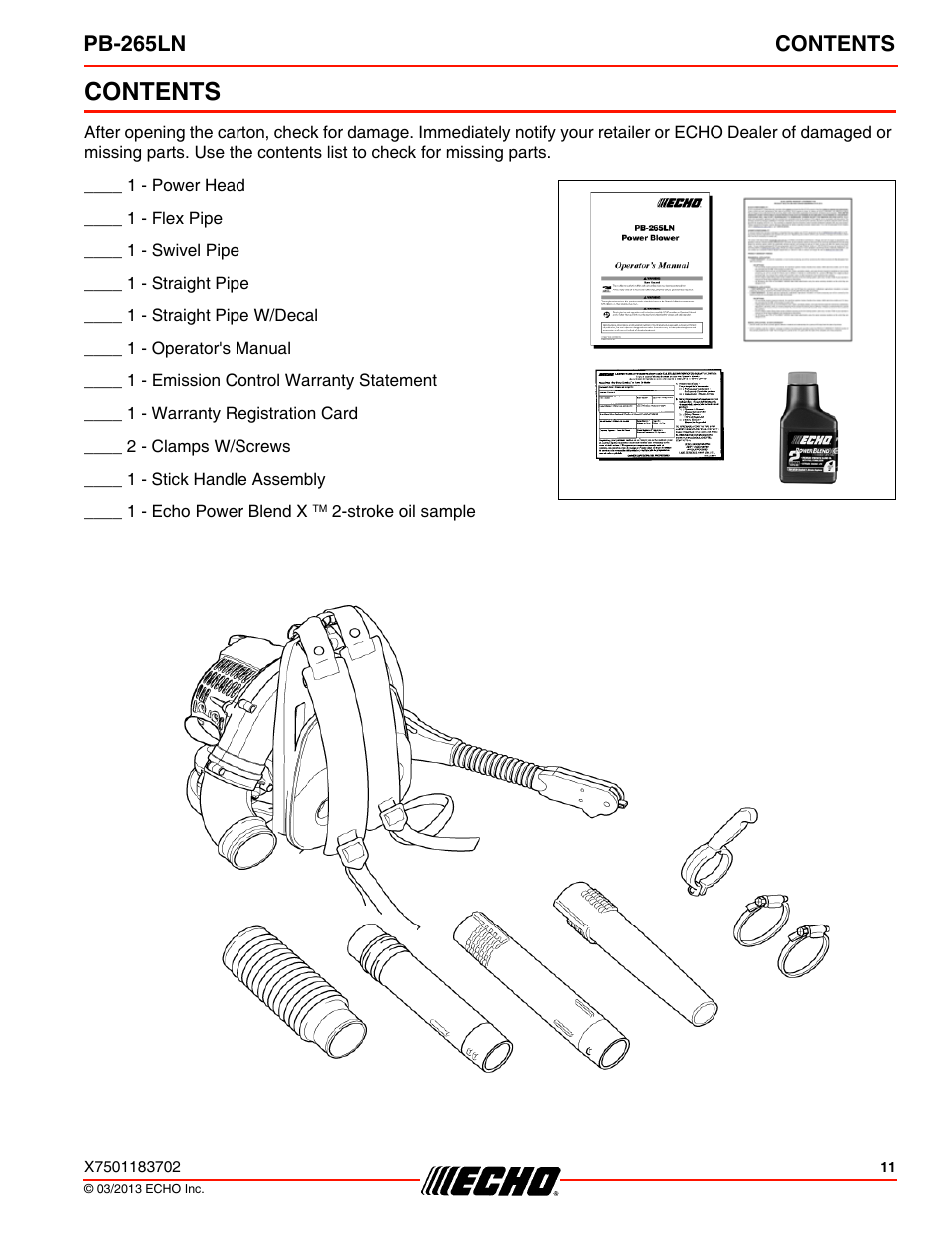 Echo PB-265LN User Manual | Page 11 / 32