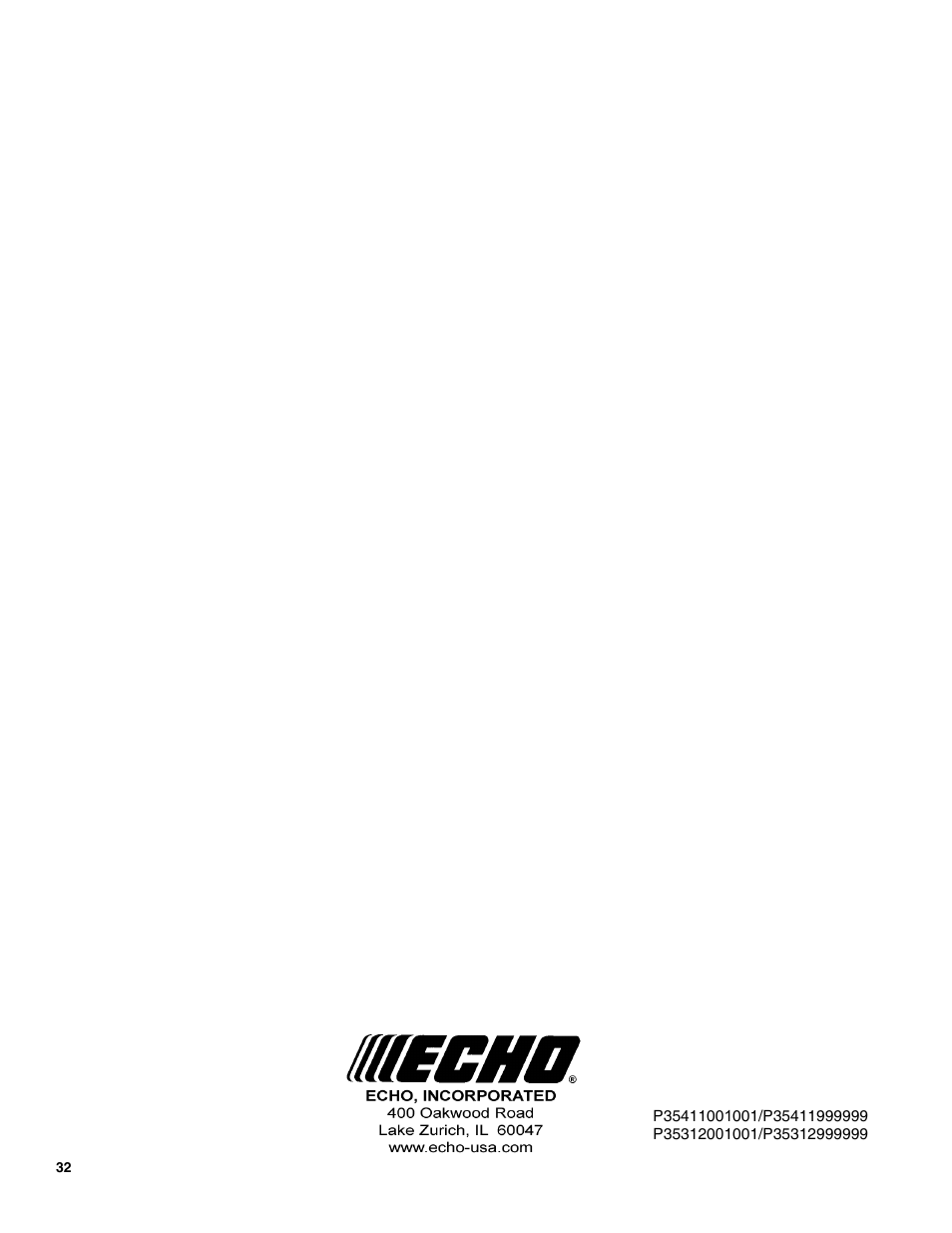 Echo PB-265LN User Manual | Page 32 / 32