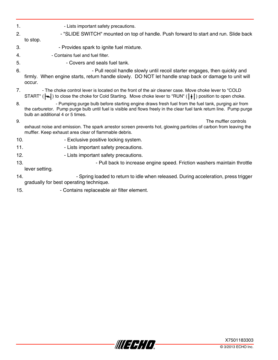 Description pb-250ln | Echo PB-250LN User Manual | Page 10 / 32