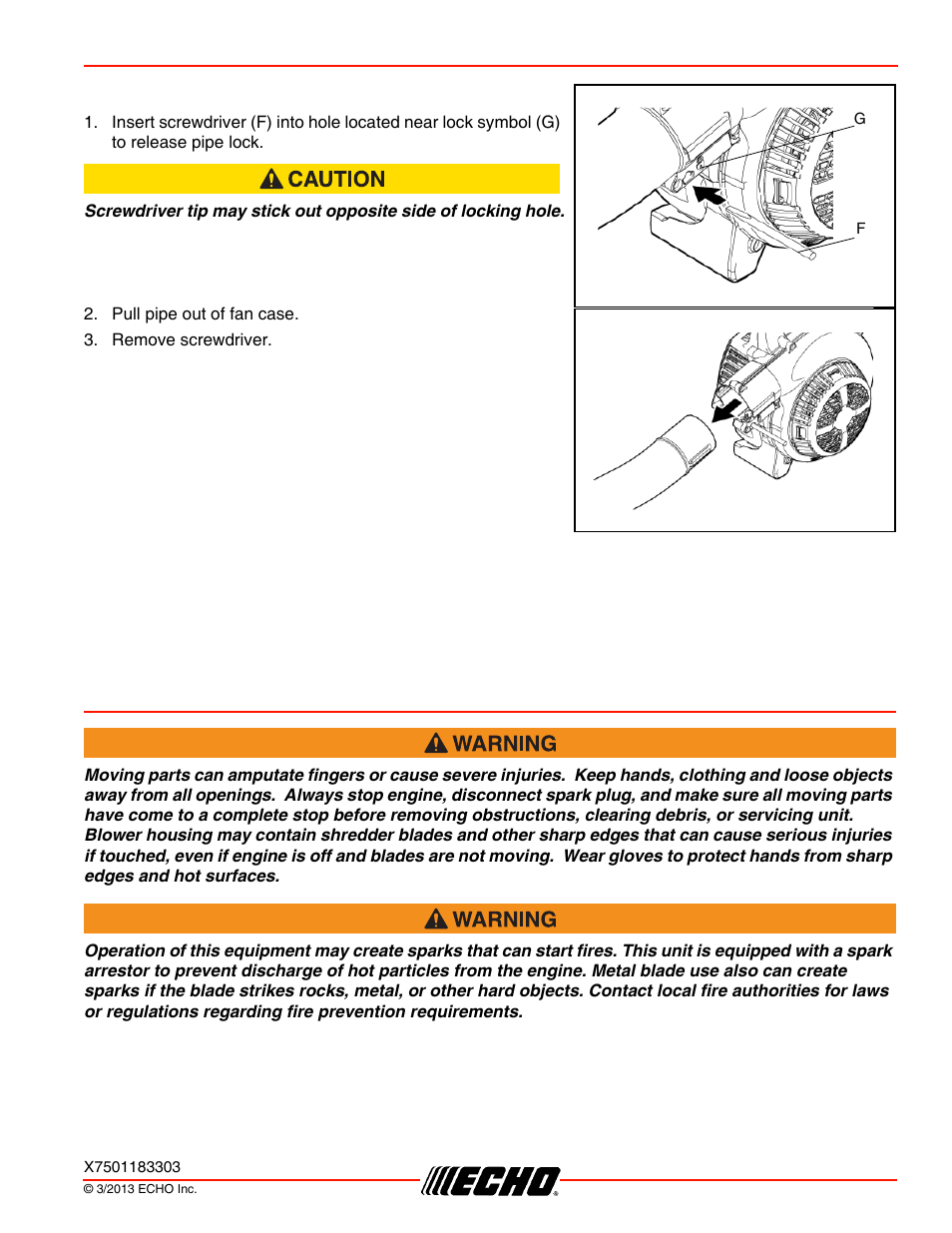 Remove blower pipes, Operation, Pb-250ln operation | Echo PB-250LN User Manual | Page 13 / 32