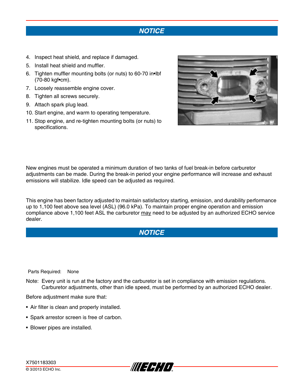 Carburetor adjustment, Engine break-in, High altitude operation | Pb-250ln maintenance | Echo PB-250LN User Manual | Page 23 / 32