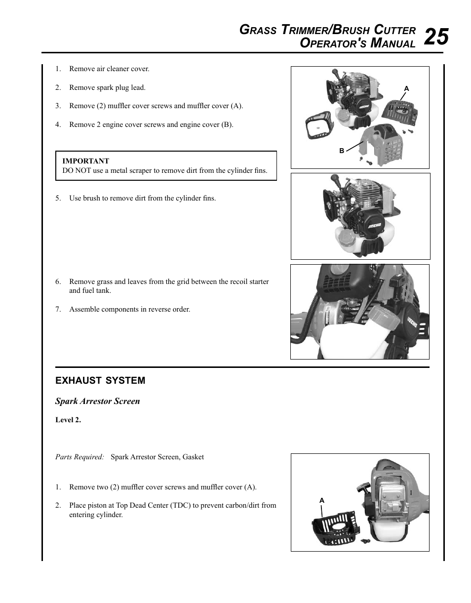 Exhaust system | Echo SRM-280U Serial S75012001001 - S75012007706 User Manual | Page 25 / 40